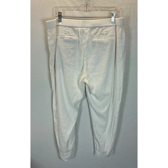 J Jill Linen Blend Capri Pants‎ Elastic Waist Large White Beach Coastal Summer - Picture 2 of 12